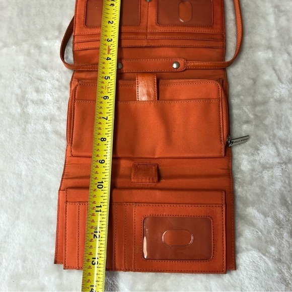 Pelle Studio Leather Burnt Orange Tri Fold Crossbody Purse Bag - Picture 13 of 14